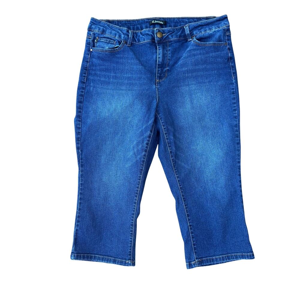 d.jeans High Rise Dark Wash Stretch Denim Capris Whiskered NWOT 16W
